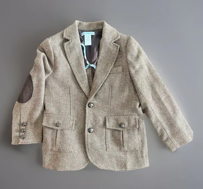 Blazer Janie and Jack Niños Talla 5 Marrón Espiga Mezcla Lana Traje Chaqueta Foto 1 de 4