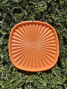 Vintage Tupperware Starburst Push Button Replacement Orange 7” Servalier Lid - Picture 1 of 6