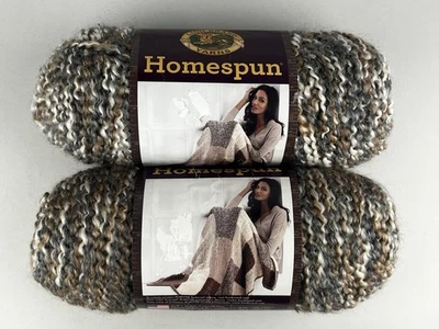 (2) Lion Brand Homespun Yarn #301 SHAKER  6oz 185yd Bulky - Image 1 of 4