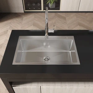Stainless Steel 30x19 Inch Handmade Single Bowl Kitchen Sink Brushed Nickel - Picture 1 of 10