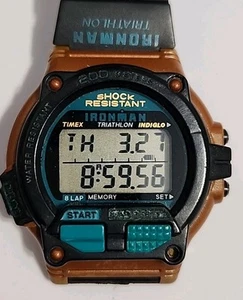 Vintage Timex Ironman Watch Men 41.5mm 8 Lap Brown Black Indiglo New Battery - Imagen 1 de 12