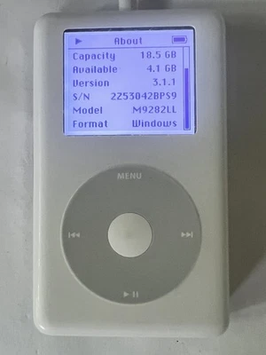 Apple A1059 M9282LL iPod 4th Generation Click Wheel 20GB MP3 Media Player wMusic - Image 1 of 4