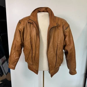 Chaqueta de Cuero Winlit De Colección Para Mujer M Moto Piloto Bombardero Cremallera Completa Pátina Recortada Años 80 - Imagen 1 de 7