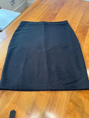 Hobbs black micro dot midi pencil skirt in cotton/viscose, size 16 - Image 1 of 3