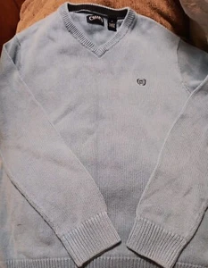 Suéter Chaps 100 % algodón para hombre mediano cuello en V azul claro - Imagen 1 de 4