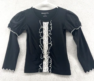 Mustard Pie Shirt Girl's Sz 5 Black White Ruffles Long Sleeve Top - Picture 1 of 6