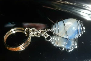 Portachiavi QUARZO BLU Spirale RAME bagnata ARGENTO yoga reiki cristallo zodiaco - Picture 1 of 2