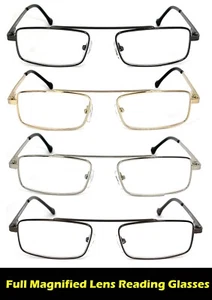 1 o 2 pares de lentes rectangulares de metal con lente ampliada completa gafas de lectura bisagras de resorte - Imagen 1 de 16