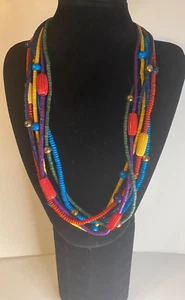 12 inch African Beaded Necklace Zulu 6 Strands - Foto 1 di 3