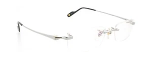 New Rare Alain Delon AD-peridot C103 22KGP 80s Vintage Silver Rimless Eyeglasses - Picture 1 of 8