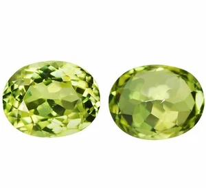 3.62ctw Pair of Natural Oval-cut AAA Yellow-Green IF Sillimanite (Sri Lanka) - Picture 1 of 7