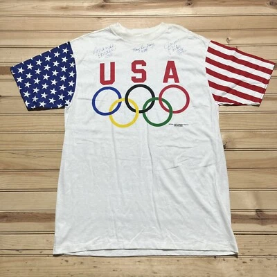 Vintage 1996 Team USA Olympics Gymnastics Signed Autographed Shirt Size Large - Image 1 of 4