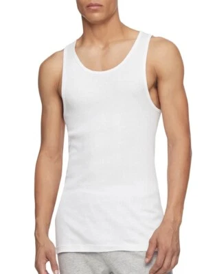 NEW Calvin Klein Mens Cotton Ribbed Tank Top- NB4010- White - Medium Classic Fit - Image 1 of 4