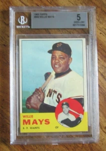 Willie Mays 1963 Topps #300 Card Graded Beckett BVG 5 Excellent MLB Giants - Picture 1 of 2