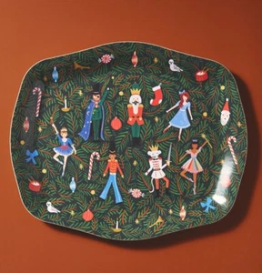 Anthropologie Rifle Paper Co Green Nutcracker Christmas Serving Tray Platter NEW - Picture 1 of 3