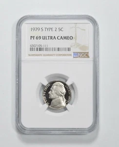 1979-S Type 2 TWO PF69 Jefferson Nickel NGC Graded PF 69 UCam - Picture 1 of 5