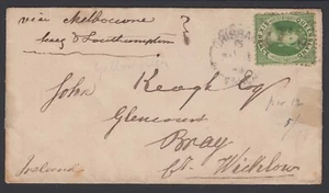 QUEENSLAND 1874, KLEINER BRIEF VON BRISBANE NACH IRLAND MIT 6d. - Bild 1 von 3