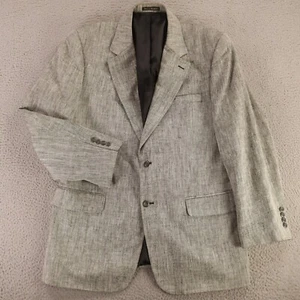 Savile Row Jacket L LT Gray Nailshead 100% Silk Matka Blazer Sport Coat 44L - Picture 1 of 17
