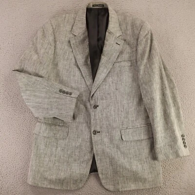 Savile Row Jacket L LT Gray Nailshead 100% Silk Matka Blazer Sport Coat 44L - Image 1 of 4