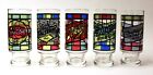 Vintage Stained Glass Beer Glasses Set of 5