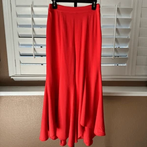 Venus Flowy Ruffle Bottom Flare Wide Leg Pants Red Orange Women’s Small - Picture 1 of 9