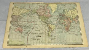 1903 Pictorial Atlas World Map Page Excerpt 14" x 22” Old Antique Original Nice - Picture 1 of 18
