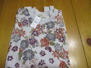 NWT Loft Outlet Lightweight Cardigan Sweater. Light Gray with Floral Size XL - Picture 1 of 11