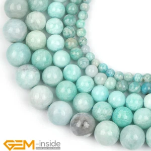 African Blue Amazonite Natural Gemstone Round Loose Beads for Jewelry Making 15" - Picture 1 of 39