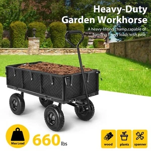 Heavy Duty Garden Cart Utility Metal Wagon w/180° Rotating Handle 660lbs Capacit - Picture 1 of 12