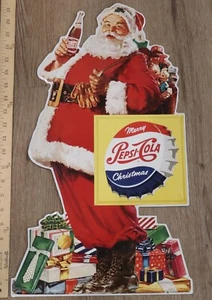 Vintage Santa Pepsi Cola Advertising Litho Tin Sign Collectible Memorabilia 21" - Picture 1 of 5