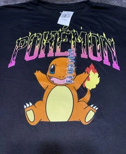 Pokemon Adult T-Shirt - Charmander Under Fire Pokemon Logo - Picture 1 of 6