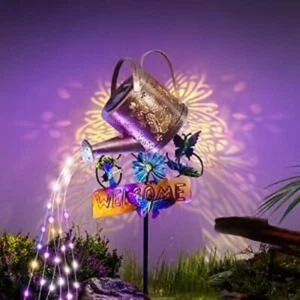 Solar Watering Can With LED Light Outdoor Waterproof Art Lamp Garden Decor - Picture 1 of 6