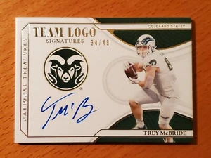2022 National Treasures Team Logo Auto Trey McBride CSU Cardinals TE #'d 34/49 - Picture 1 of 2