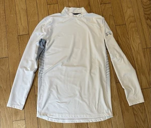 Under Armour Shirt Mens Medium White Coldgear Reactor Fitted Compression Active - Picture 1 of 8