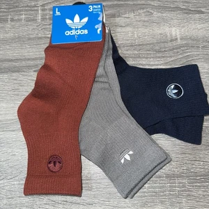 Adidas Originals trefoil 3 pack High Quarter socks in Navy Grey Rust - Picture 1 of 6