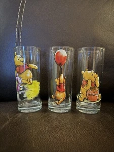 Disney Winnie The Pooh High Ball Drinking Glasses Lot Of 3 - Picture 1 of 3