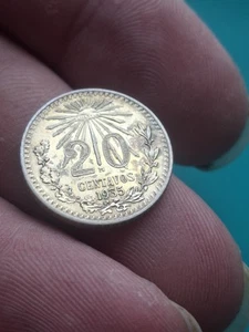 Moneta argento 20 centavos XF/AU 1935 Messico tono - Foto 1 di 2