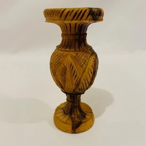Vintage 5 Zoll handgeschnitzte gedrechselte Holzknospenvase - Bild 1 von 9