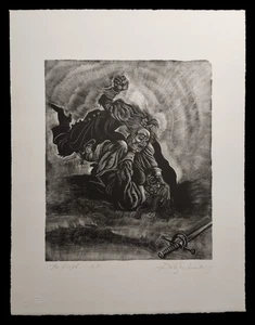 Signierter FRITZ EICHENBERG Artist Proof Holzstich DER KAMPF - Bild 1 von 5