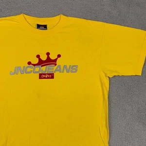 Camicia jeans vintage JNCO uomo XL corona gialla graffiti logo streetwear anni 90 USA - Foto 1 di 14