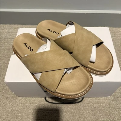 Sandalia deslizable ALDO Marrin correas cruzadas para hombre talla US 8 D beige NUEVA Foto 1 de 4
