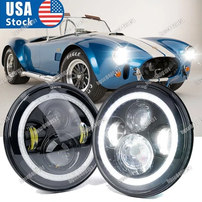 2 круглые светодиодные фары прожектор Hi/Lo A для переменного тока Shelby Cobra 1962-1973 7 дюймов - Изображение 1 из 4