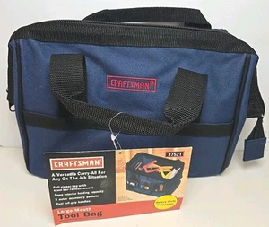Craftsman 12" Large Mouth Tool Bag - Black/Blue New W/Tags - Picture 1 of 4