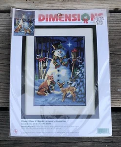Wintertime Friends Dimensions Needlepoint Kit 10 x 14" 9117 Snowman Deer Retired - Picture 1 of 4