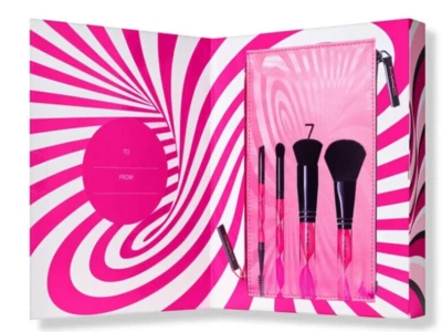 MAC Wave Your Wand Brush Kit Face Eye Shadow Brow Powder Bag 553 587 496 495 5PC - Image 1 of 4