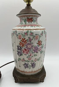 Samson Porzellan Chinesischer Export Stil Handbemalt 20" Lampe mit Blumendekoration - Bild 1 von 14