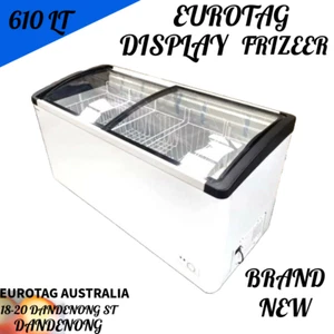EUROTAG COMMERCIAL DISPLAY CHEST FREEZER 610LT ANGLE TOP/CURVED SLIDING GLASS - Picture 1 of 4