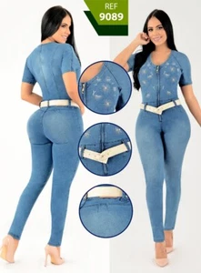 Romper Colombian Jean Buttlift Jumpsuit levantacola Enterizo Mono Push Up 9089 - Picture 1 of 5
