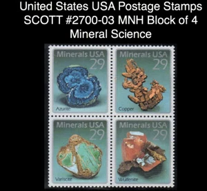United States USA Postage Stamps SCOTT #2700-03 MNH Block of 4 Mineral Science - Picture 1 of 1