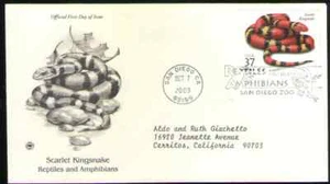 US. 3814. 37c. Scarlet Kingsnake, Reptiles & Amphibians. Artcraft FDC. 2003 - Picture 1 of 1